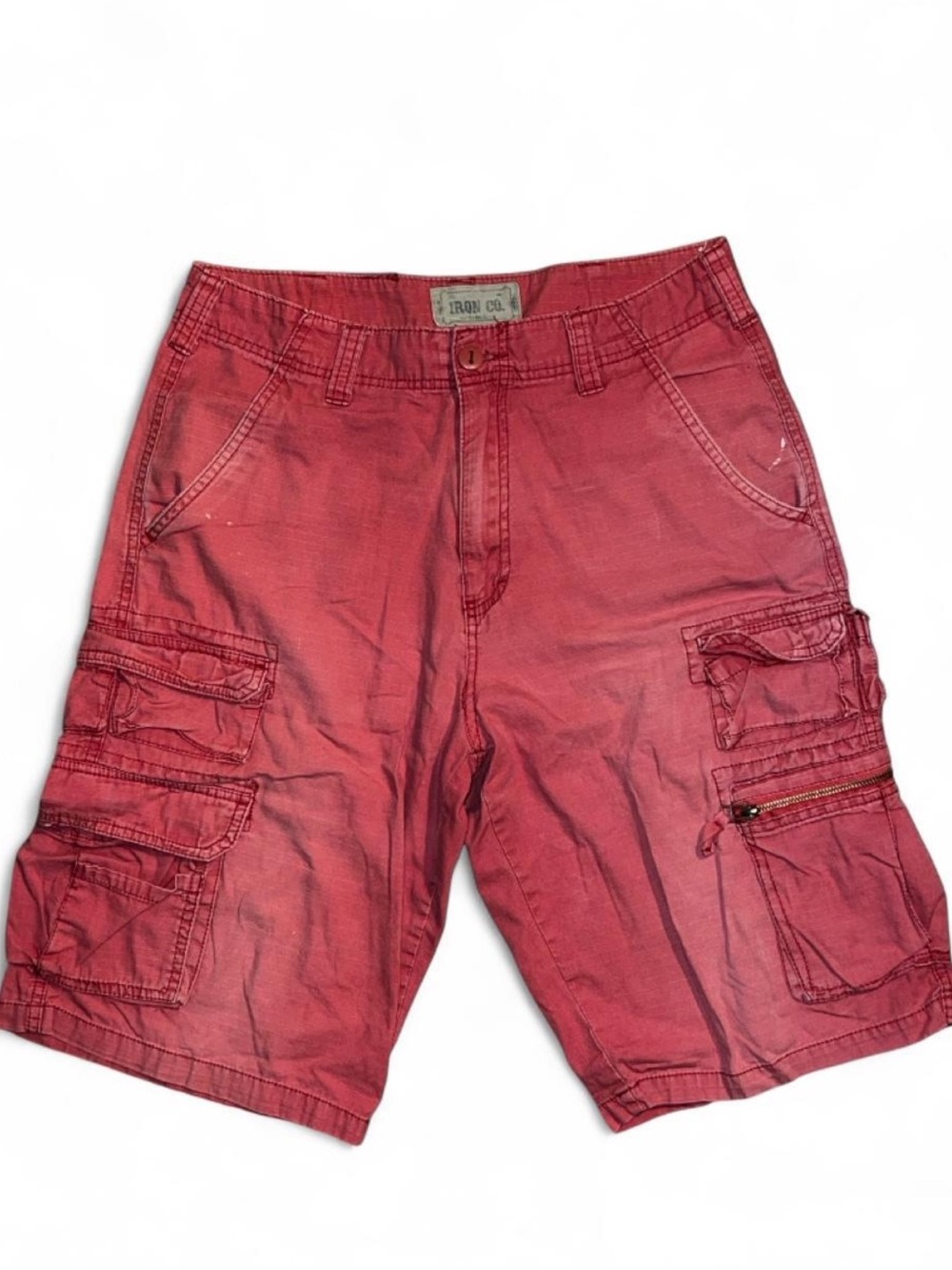 Iron Co. red 100% cotton cargo shorts size 31 Y2K